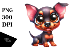 Cute Doberman with Big Eyes, PNG Product Image 1