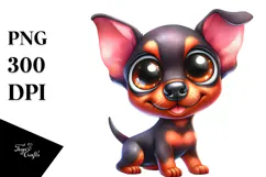 Cute Doberman with Big Eyes, PNG Product Image 1