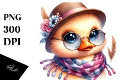 Cute Baby Duck with Hat and Sunglasses, Transparent PNG Product Image 1