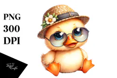 Cute Baby Duck with Hat and Sunglasses, Transparent PNG Product Image 1