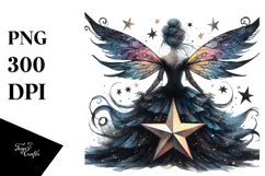 Whimsical Gothic Fairy on Star PNG Product Image 1