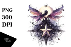 Mystical Gothic Fairy on Star, PNG Product Image 1