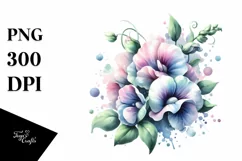Glossy Sweet Pea Watercolor | Clipart Product Image 3