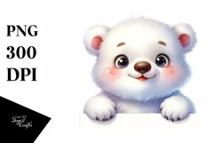 Cute Baby Polar Bear Watercolor | Sublimation | Clipart Product Image 1