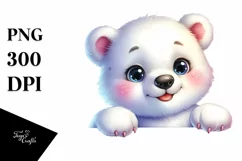 Cute Baby Polar Bear Watercolor | Sublimation | Clipart Product Image 1