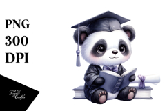 Cute Baby Panda with Graduation Cap PNG Product Image 1