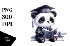 Cute Baby Panda with Graduation Cap PNG Product Image 1