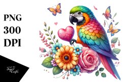 Adorned Parrot Watercolor PNG Product Image 1