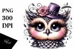 Funny Cute Owl Whimsical Watercolor Sublimation Product Image 3