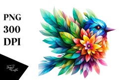 Vibrant Bird with Flowers PNG Product Image 1