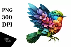 Vibrant Bird with Flowers PNG Product Image 3