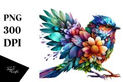 Vibrant Bird with Flowers PNG Product Image 1