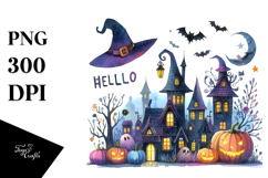 Halloween Witch Scenery | Sublimation Clipart Product Image 1