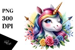 Colorful Watercolor of Winking Unicorn Product Image 1
