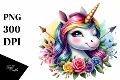 Colorful Watercolor of Winking Unicorn Product Image 1