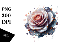 Glossy Rose with Golden Insertions, PNG Product Image 1