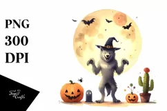 Simple Werewolf Halloween Clipart PNG Product Image 1