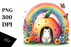 Watercolor Cat House Fruit Rainbow Bird Butterfly | Product Image 1
