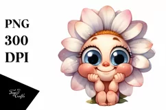 Expressive Funny Baby Face Flower PNG Product Image 1