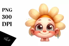 Expressive Funny Baby Face Flower PNG Product Image 1