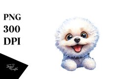 Crazy Funny Bichon Frise Watercolor Clipart Product Image 1
