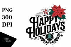 Retro Happy Holidays Clipart PNG Product Image 5