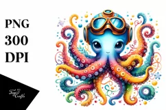 Colorful Octopus Scuba Helmet | Sublimation | Clipart Product Image 3