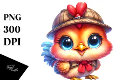 Smiling Rooster with Detective Hat PNG Product Image 1