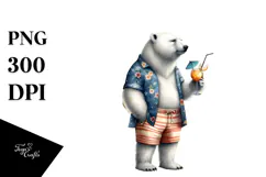 Stylish Polar Bear in Beachwear, PNG Product Image 1