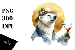 Cool Polar Bear Drinks Cocktail, PNG Product Image 1