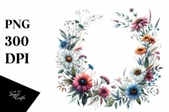 Vibrant Wild Flowers Watercolor | Sublimation | Clipart Product Image 1