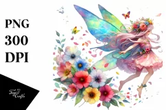 Cute Fairy Tumbling with Flower Petals | Sublimation | Product Image 3