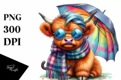 Vibrant Drawing Baby Highlandcow PNG Product Image 1