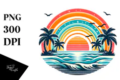 Retro Tropical Rainbow Sunset, 20 oz Tumbler Product Image 1