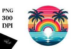 Retro Tropical Rainbow Sunset, 20 oz Tumbler Product Image 1