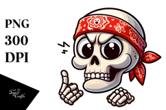 Sarcastic Skull with Bandana PNG Product Image 1