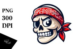 Sarcastic Skull with Bandana PNG Product Image 1