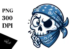 Sarcastic Skull with Bandana PNG Product Image 1