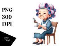 Watercolor Old Lady Chair Hair Curlers Mug | Sublimation | Product Image 1