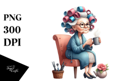 Watercolor Old Lady Chair Hair Curlers Mug | Sublimation | Product Image 1