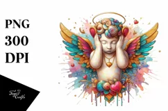 Cupid Angel Of Love Gesture Watercolor Florals Clipart Product Image 8