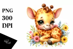 Colorful Baby Giraffe Watercolor Clipart Product Image 3