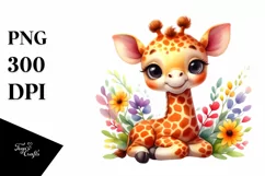 Colorful Baby Giraffe Watercolor Clipart Product Image 3