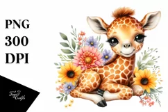 Colorful Baby Giraffe Watercolor Clipart Product Image 1