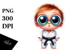 Crazy-Eyed Baby Rabbit in Karate Outfit Product Image 1