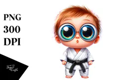 Crazy-Eyed Baby Rabbit in Karate Outfit Product Image 1