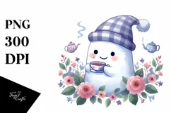 Retro Cute Ghost with Sunglasses and Purse, PNG Product Image 3