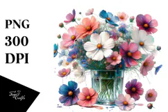 Watercolor Filled with Cosmos | Sublimation | Clipart Product Image 1