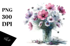Watercolor Filled with Cosmos | Sublimation | Clipart Product Image 1