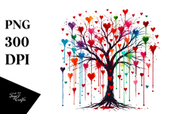 Colorful Simple Tree with Blood and Hearts PNG Product Image 1